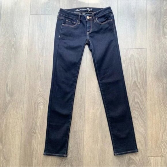 American Eagle Skinny Jeans Stretch Denim Dark Wash Low rise Y2K 2000s Size 2 - Picture 3 of 14